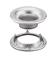Brass rolled rim grommet and spur washer