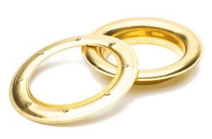 Polished brass curtain grommet and washer