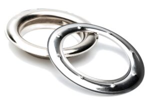 Polished silver-finish curtain grommet and washer